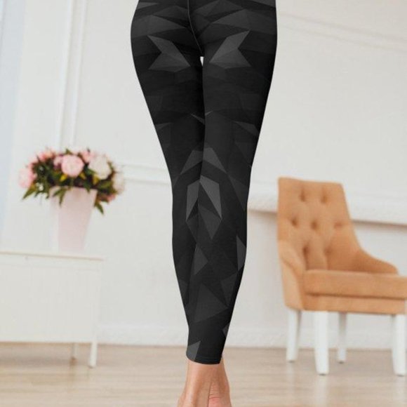 Geometric Black Leggings For Women Gym Leggings - Picture 5 of 5